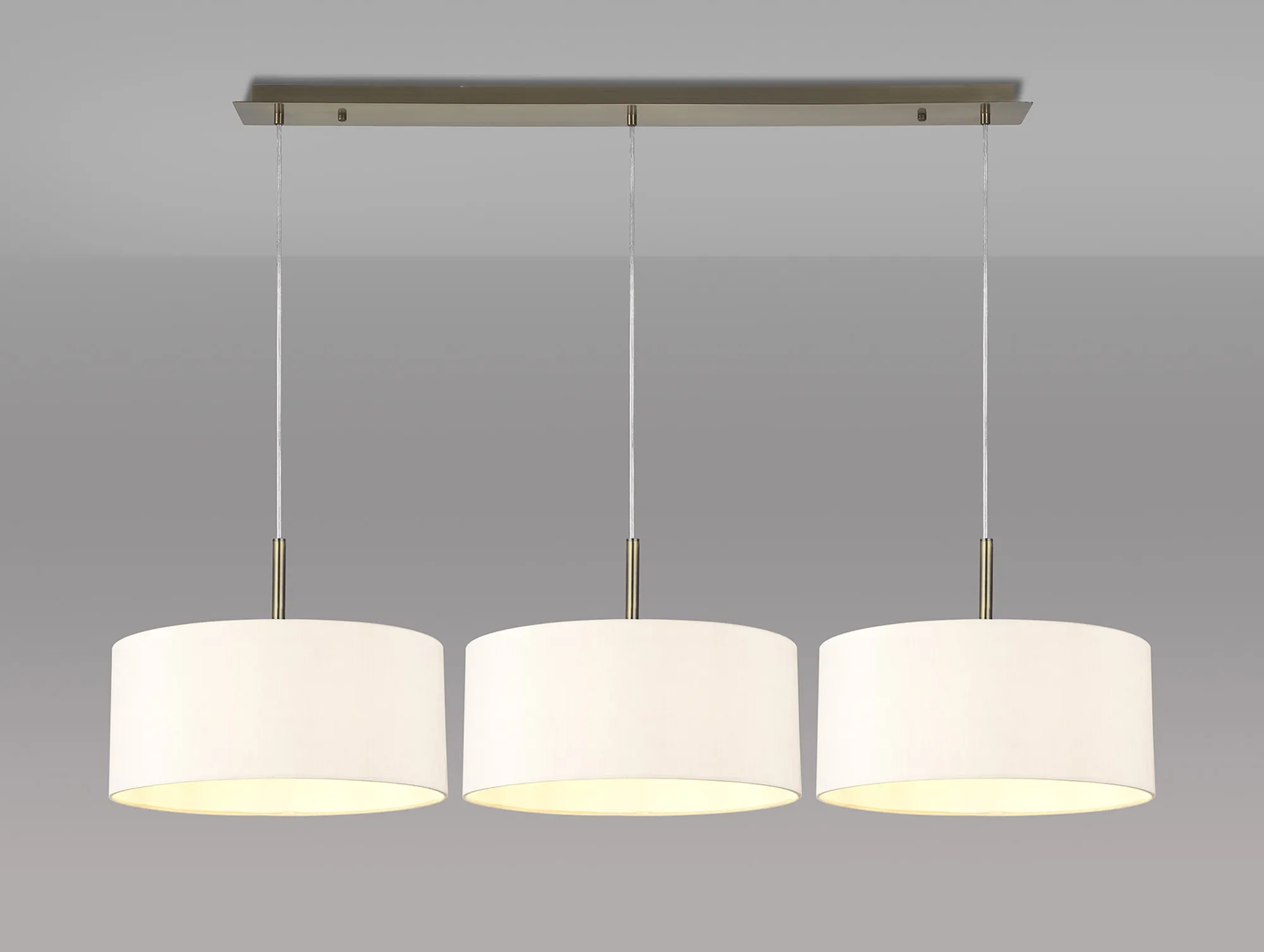 Baymont 40cm Shade 3 Light Pendant Antique Brass, Nude Beige/Moonlight DK0578  Deco Baymont AB NU